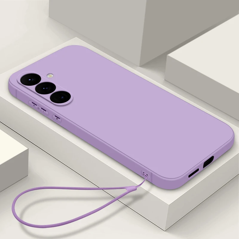 Material: Microfiber, Color: PURPLE - Soft Silicone Lanyard Case For Samsung Galaxy S23 S24 S25 Ultra S23 S24 FE A56 A55 A53 A54 A35 A36 A15 A16 A25 5G Phone Cover