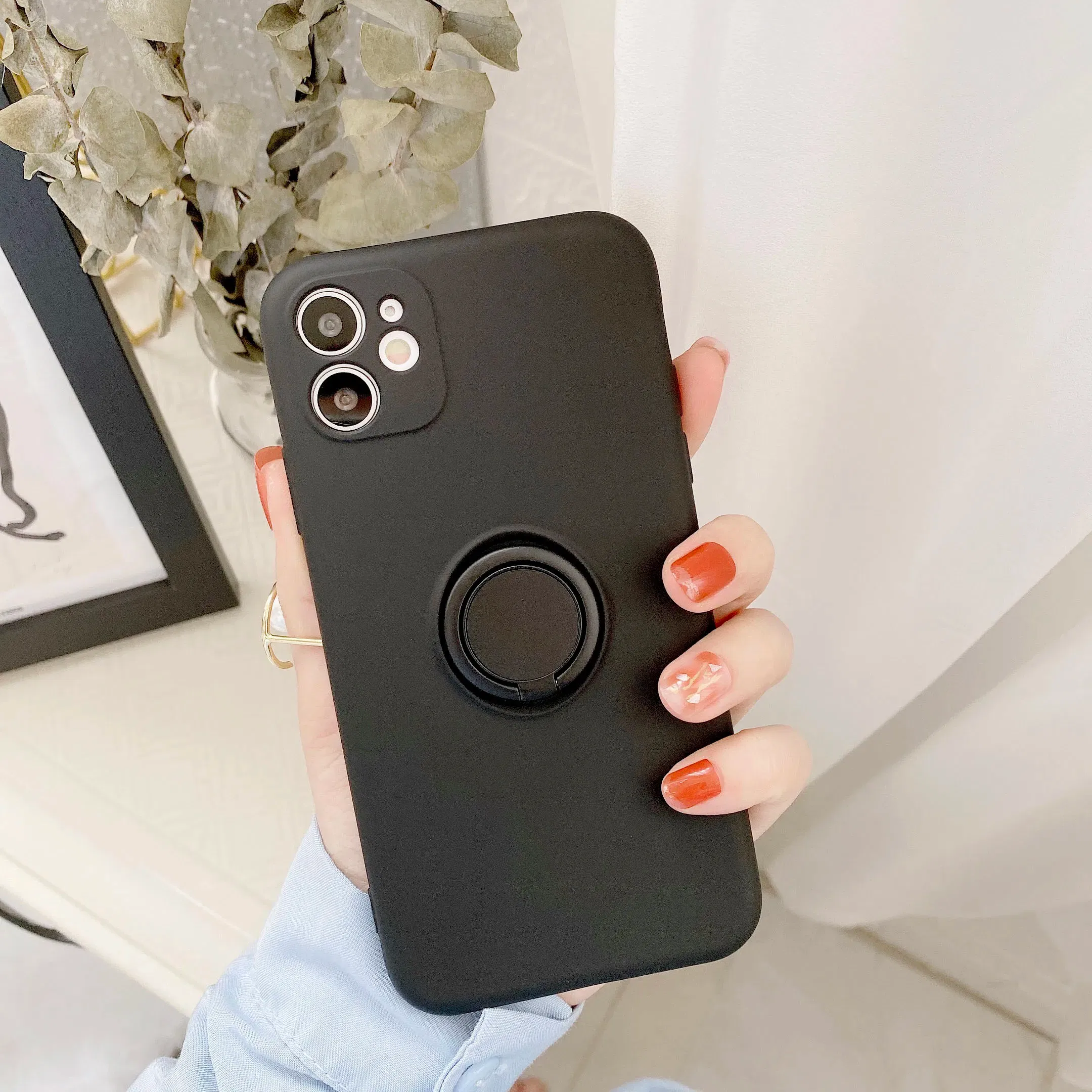 Color: black, Ships From: CHINA, Material: aluminum - With Ring Holder Phone Case For Samsung Galaxy S25 Ultra S24 S23 S22 S21 Plus A13 A52 A53 A54 TPU Soft Back Cover