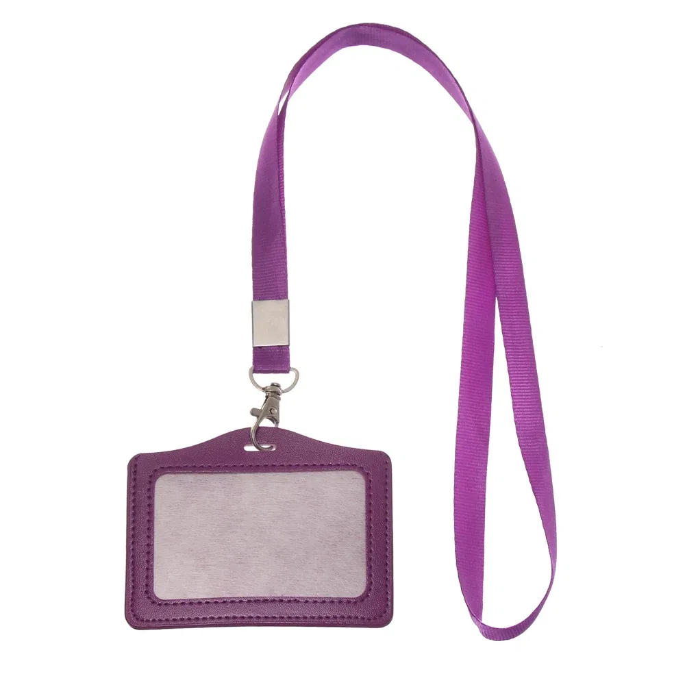 Color: Navy Blue - Unisex Work Card Holders With Lanyard PU Bank Card Name Credit Card Holders Card Bus ID Holders Identity Badge With Neck Strap