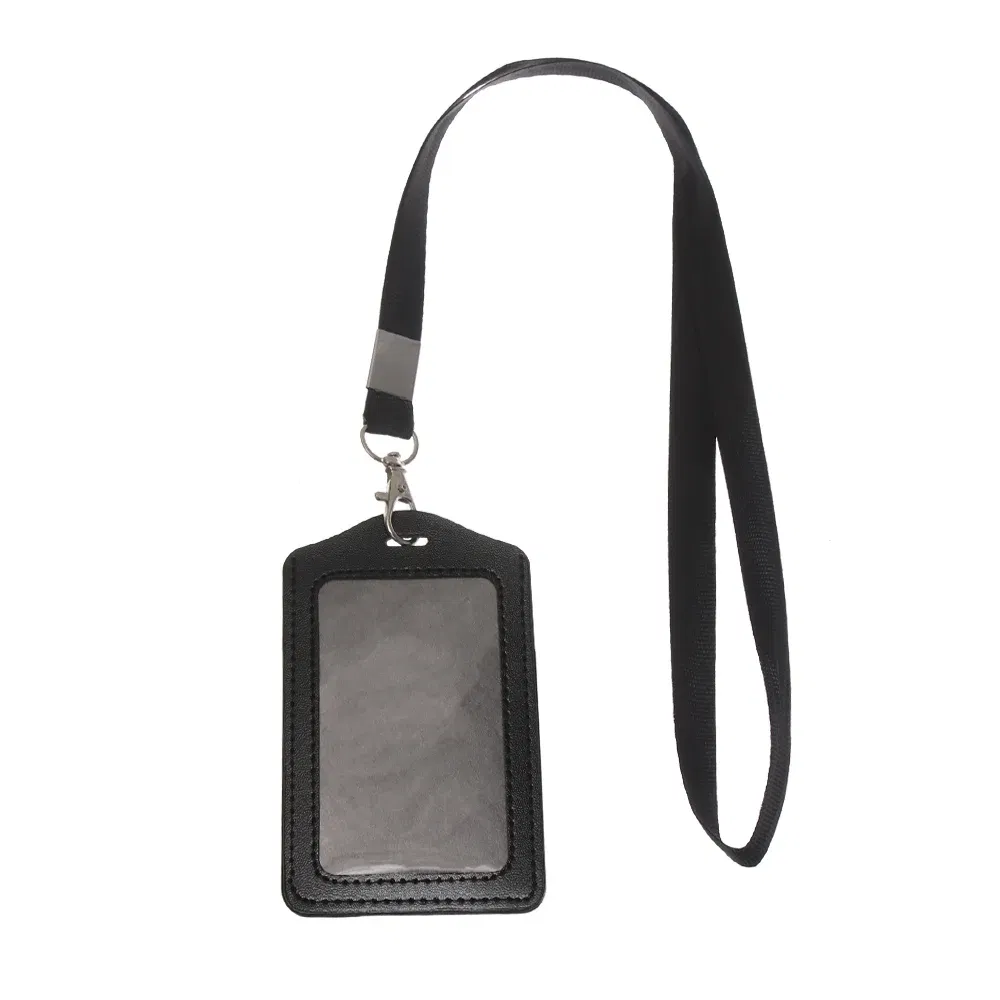 Color: Navy Blue - Unisex Work Card Holders With Lanyard PU Bank Card Name Credit Card Holders Card Bus ID Holders Identity Badge With Neck Strap