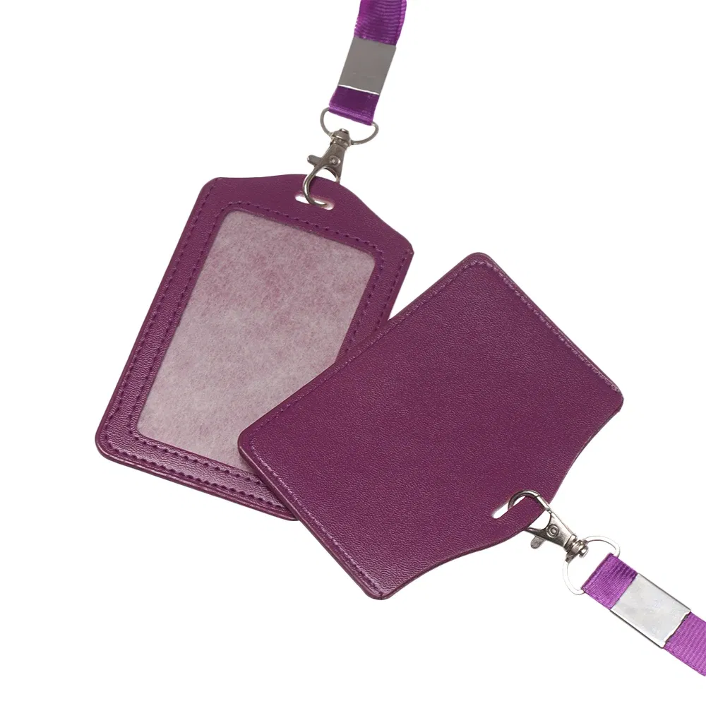 Color: Navy Blue - Unisex Work Card Holders With Lanyard PU Bank Card Name Credit Card Holders Card Bus ID Holders Identity Badge With Neck Strap