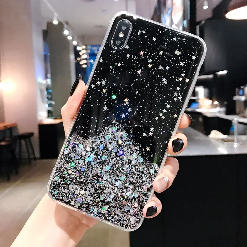 Color: black, Compatible-Phone Models: For iPhone 7 - 16 Pro Max, Epoxy Resin Case, iPhone 15 Case with Sequins, Epoxy Case, iPhone 14 Case, Glitter Girls Designs, 13 Pro Max, 15Pro