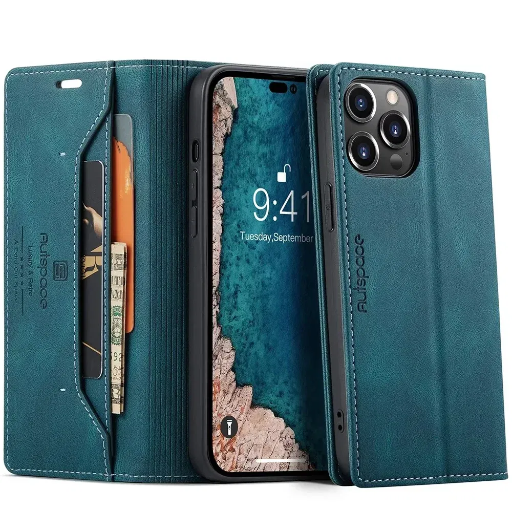 Color: black, Material: aluminum - Leather Cases for IPhone 16 15 14 13 12 11 Pro Max XR XS Max 8 7 6s Plus SE 2022 2020 Wallet Folio Flip Cover Rfid Blocking
