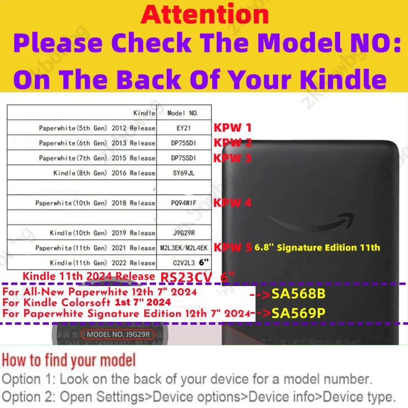 Color: Silver, Size: eleven - Cute Smart Case for 6.8' 6'' Kindle Paperwhite Signature 11th Generation Edition 12th 2024 7'' 7th 10th 6th M2L4EK RS23CV Cover