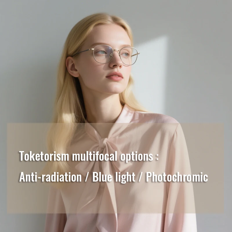 Lenses Color: SKY BLUE, Lens Index: 1.74 - Toketorism Multifocal Lenses Customize Photochromic Anti Blue Light Progressive Prescription Glasses