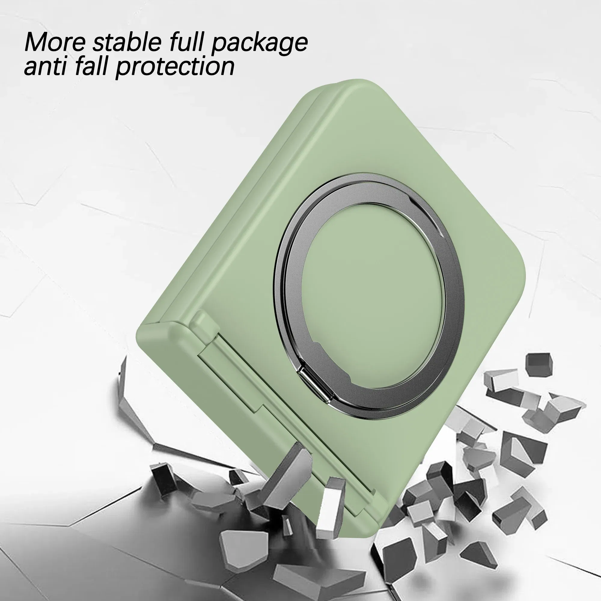 Color: Sky blue, Material: ABS - 360?° Rotating Holder Phone case For Samsung Galaxy Z Flip 5 Magsafe Wireless charge 360 Degree Ring Magnetic stand Phone Cover