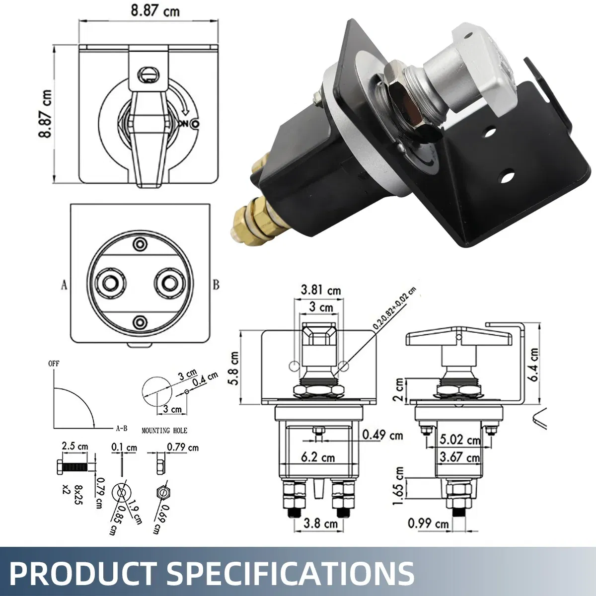 Color: black - 1500A Heavy Duty Battery Switch Battery Fixed Handle Isolator with Lock-Out Plate Fits Polarity Negative for Autos Cars Boat RV