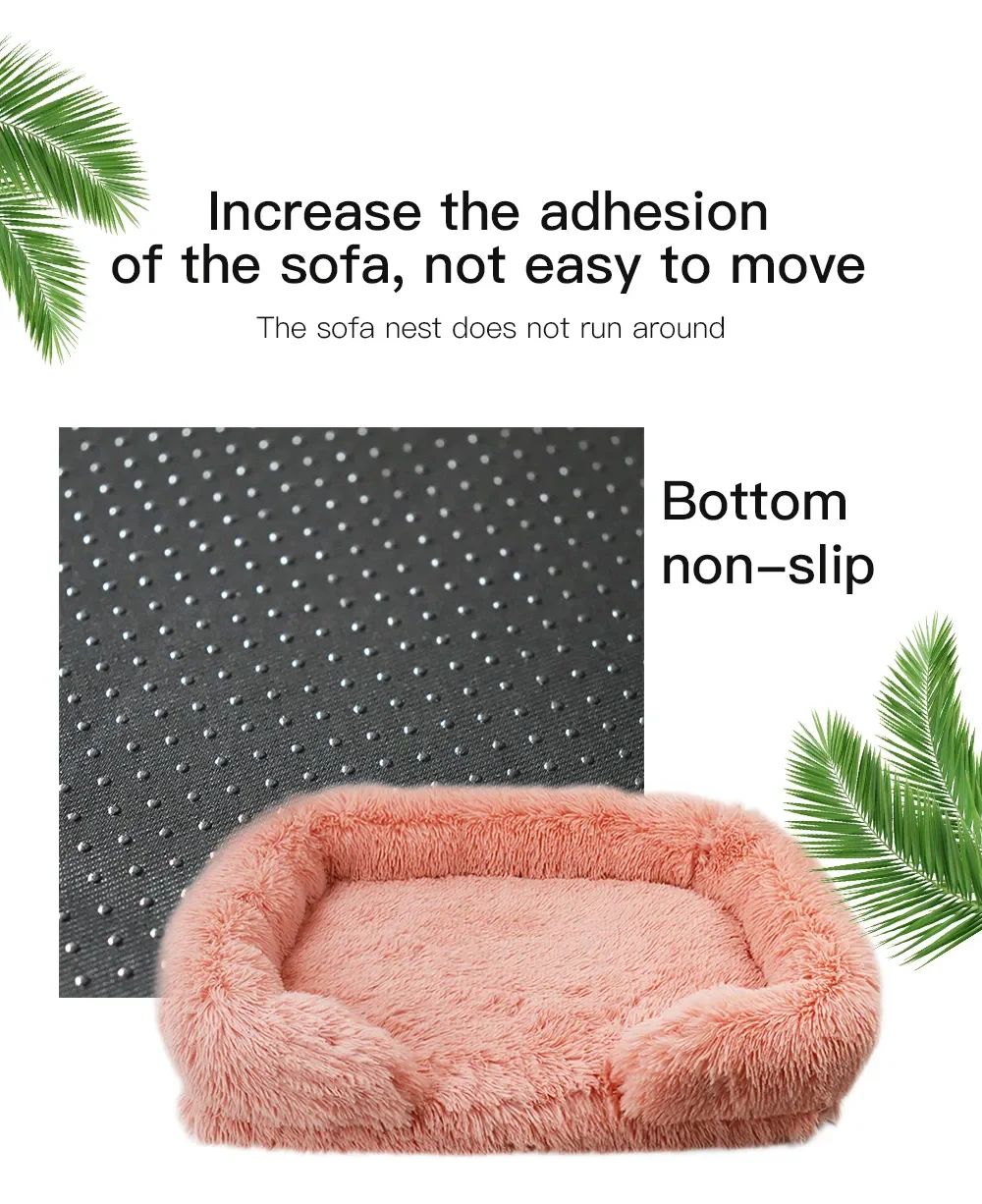 Color: light yellow, Size: XL - New Large Dog Bed Dog Plush Pet Bed Winter Thickened Pad Dog Sleeping Bed Sofa Removable Pad Dog Small Large Dog square kennel