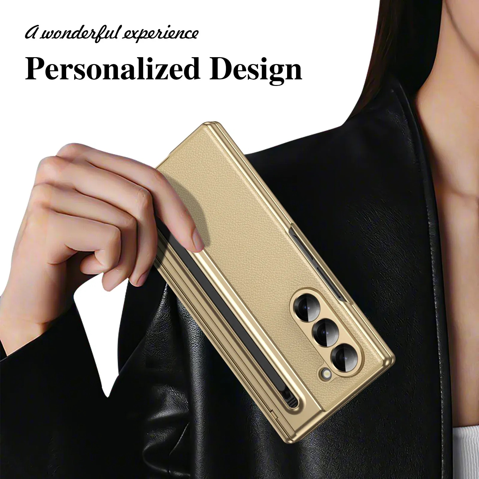 Color: green, Material: aluminum - With Touch Pen For Samsung Galaxy Z Fold 6 Slim 5 W25 5 4 3 Case Leather Plating Hinge 360 Full Screen Protector Folding Cover