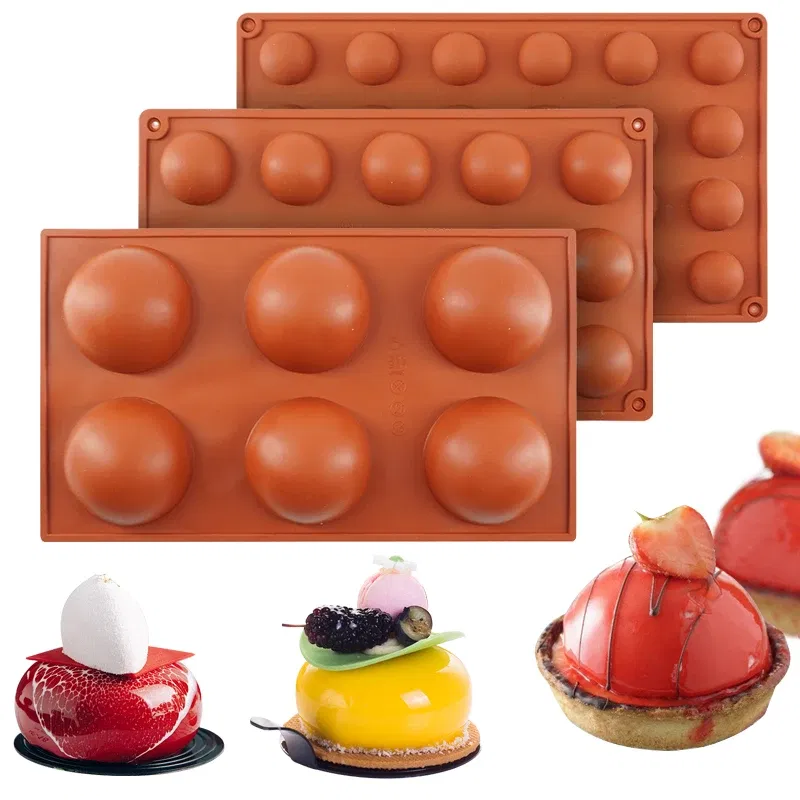 Color: Pink, Ships From: CHINA - 3D Round Half Sphere Molde Silicona Silicone Molds for Baking DIY Baking Mold Chocolate Cake Mold Molde De Silicona Reposteria