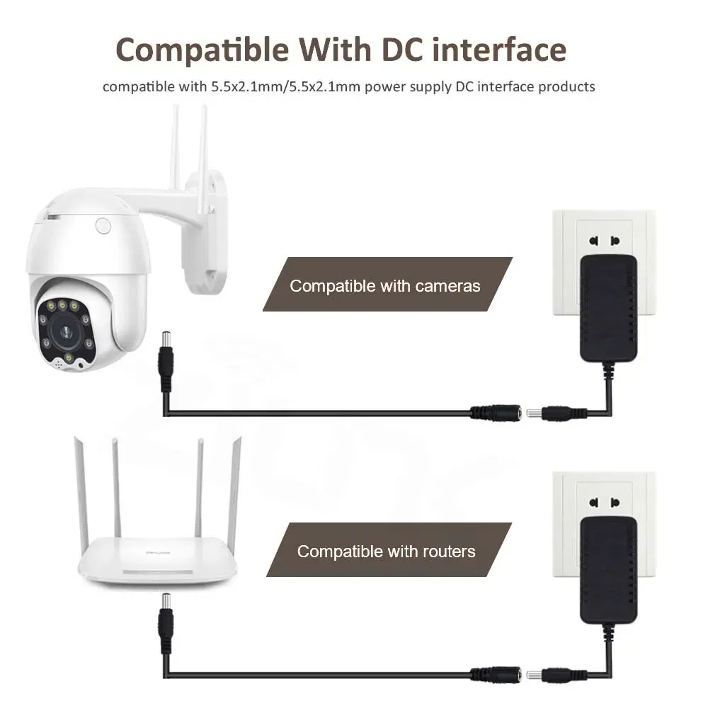 Color: Silver - DC 12V Extension Power Cable 2.1mm*5.5mm Male To Female Connect Wire White Black 0.5m 1m 2m 3m 5m 10m For LED Light CCTV Camera