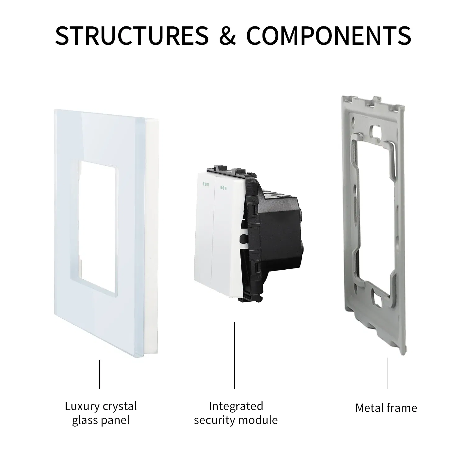 Color: Black, Size: L, Ships From: CHINA - Bingoelec Push Button Switch 1/2/3 Gang 1 Way 2 Way 3 Way EU Standard Home light Switch Crystal Glass Panel Wall switch