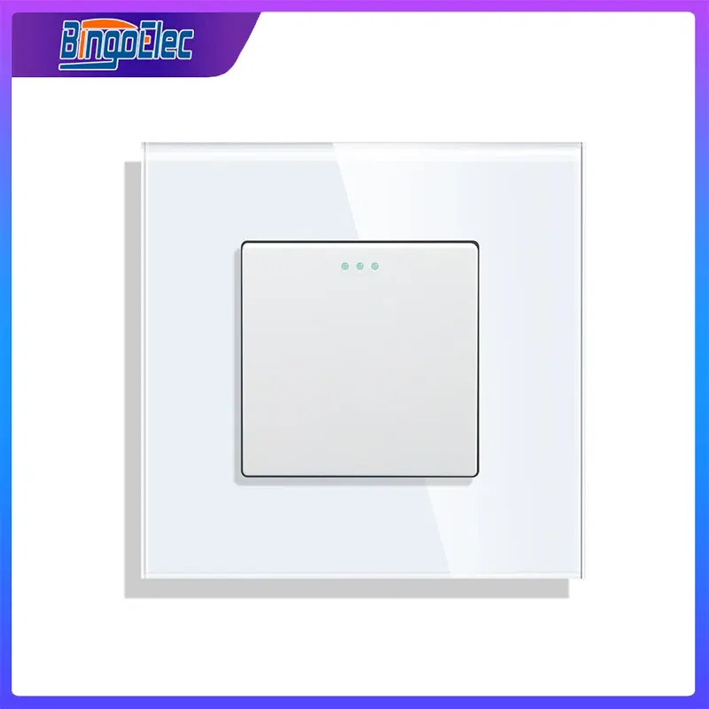 Color: Black, Size: L, Ships From: CHINA - Bingoelec Push Button Switch 1/2/3 Gang 1 Way 2 Way 3 Way EU Standard Home light Switch Crystal Glass Panel Wall switch