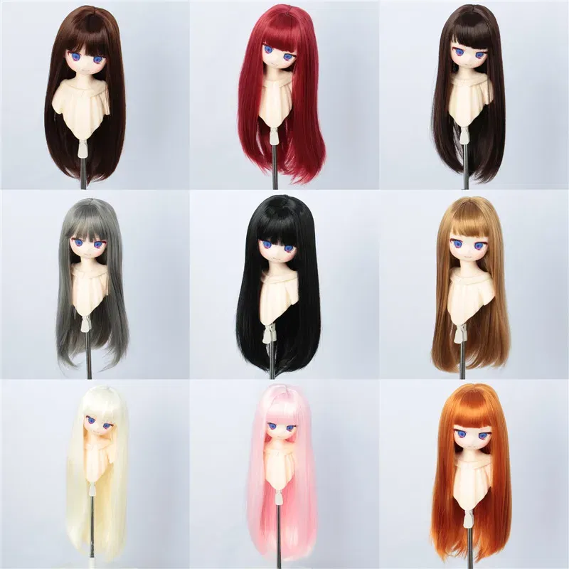 Color: plum - 1/3 BJD Wig Pullip Dal DD Dollfie Doll Wig 8-9 inch Long Collection Wig