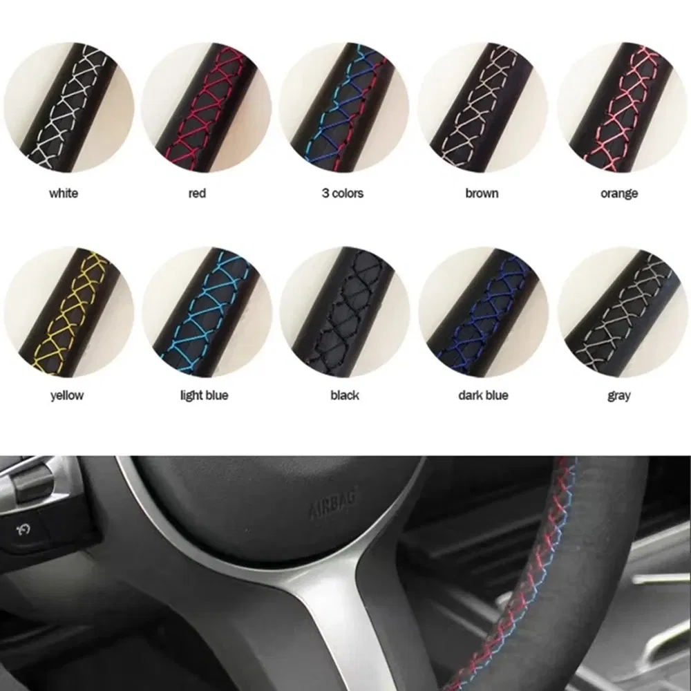 Color Name: Silver - Perforated Microfiber Leather Braiding Car Steering Wheel Cover for Mercedes Benz C-Class W202 CL-Class C140 E-Class W210