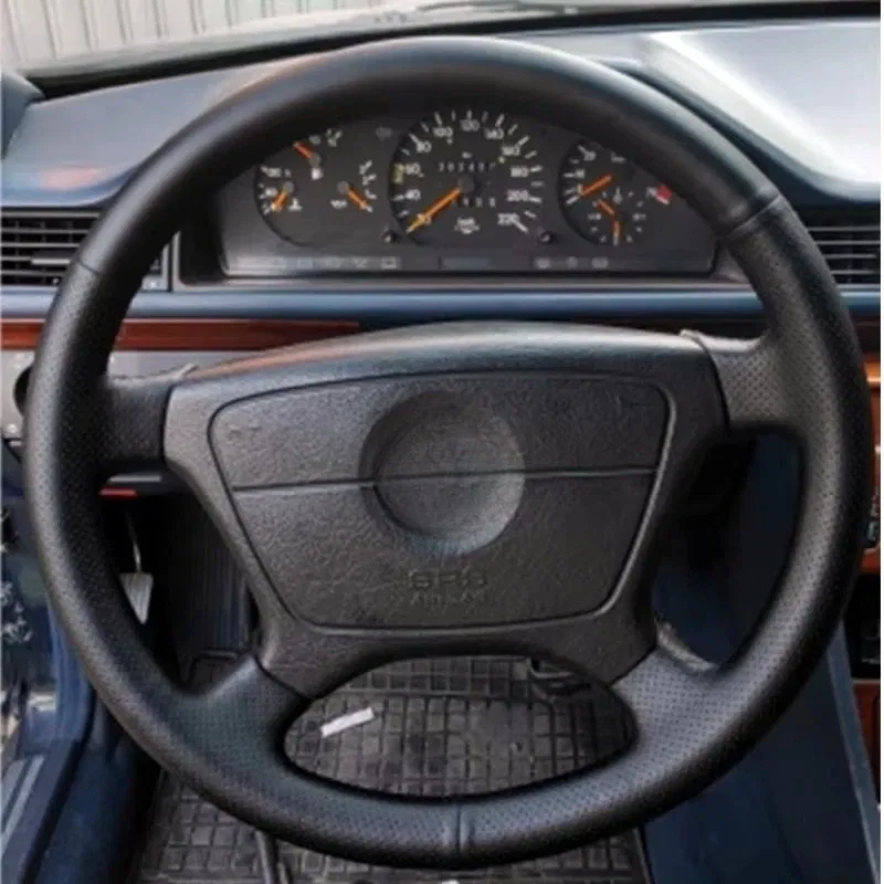 Color Name: Silver - Perforated Microfiber Leather Braiding Car Steering Wheel Cover for Mercedes Benz C-Class W202 CL-Class C140 E-Class W210