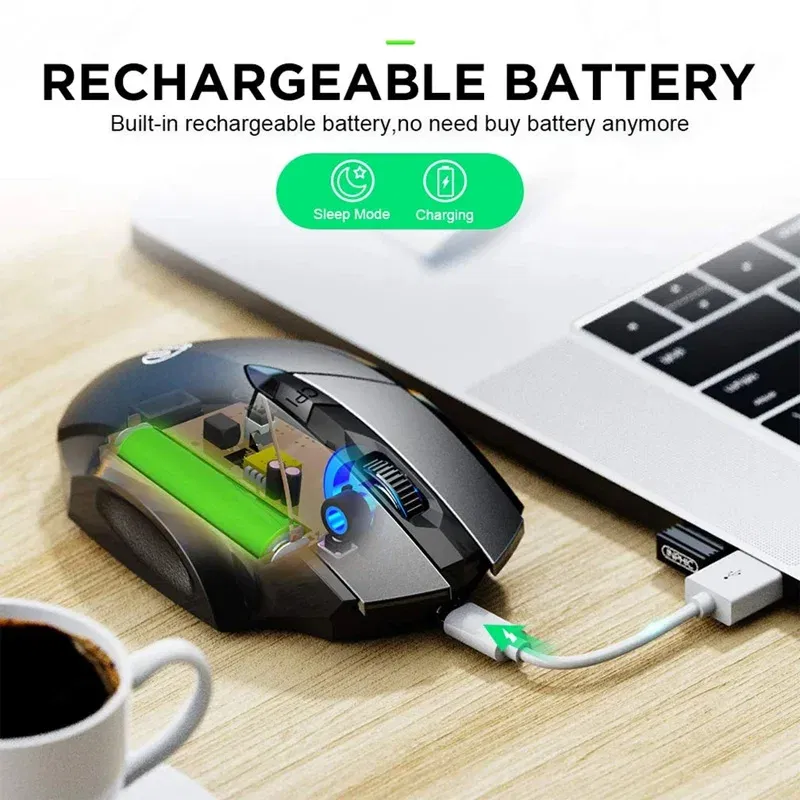 Color: green - Inphic Rechargeable Wireless Mouse Ergonomic Bluetooth 5.0 2.4G Mice Office Mute Mouse For MacBook Tablet Laptops Computer PC