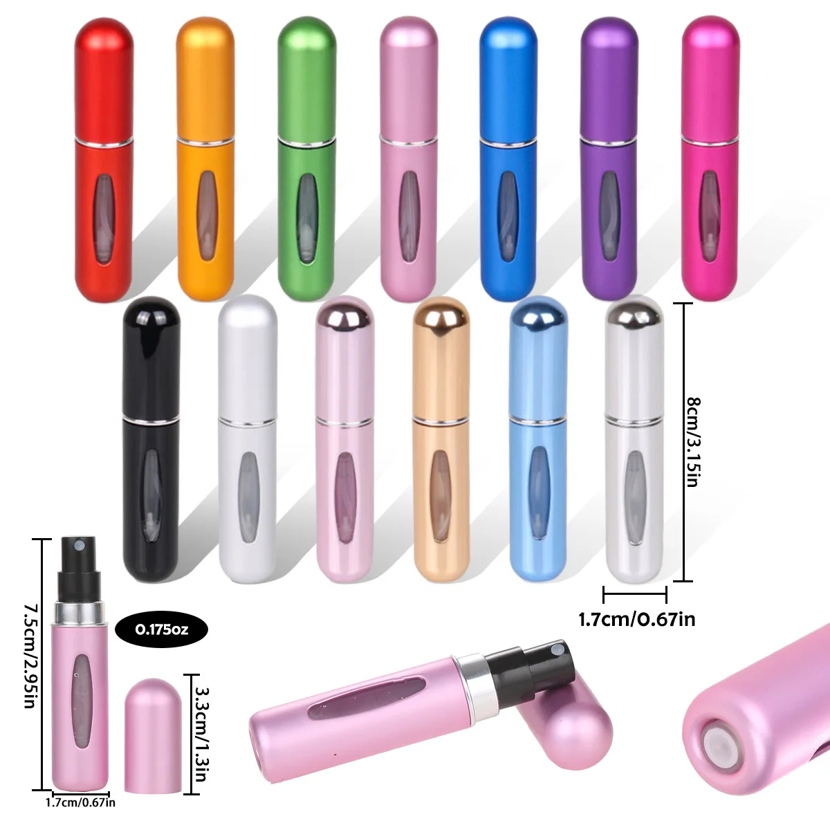 Color: Light green - 5ml Perfume Refill Bottle Portable Mini Refillable Spray Jar Scent Pump Empty Cosmetic Containers Atomizer for Travel Tool Hot