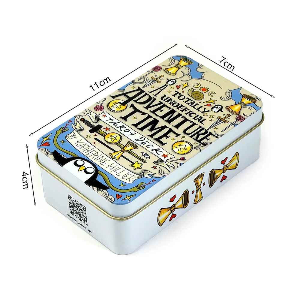 Color: GRAY - Adventures time Tarot 78pcs Cards in a Tin Metal Box Gold plated Edge Tarot Cards For Divination Tarot Deck Beautiful Package