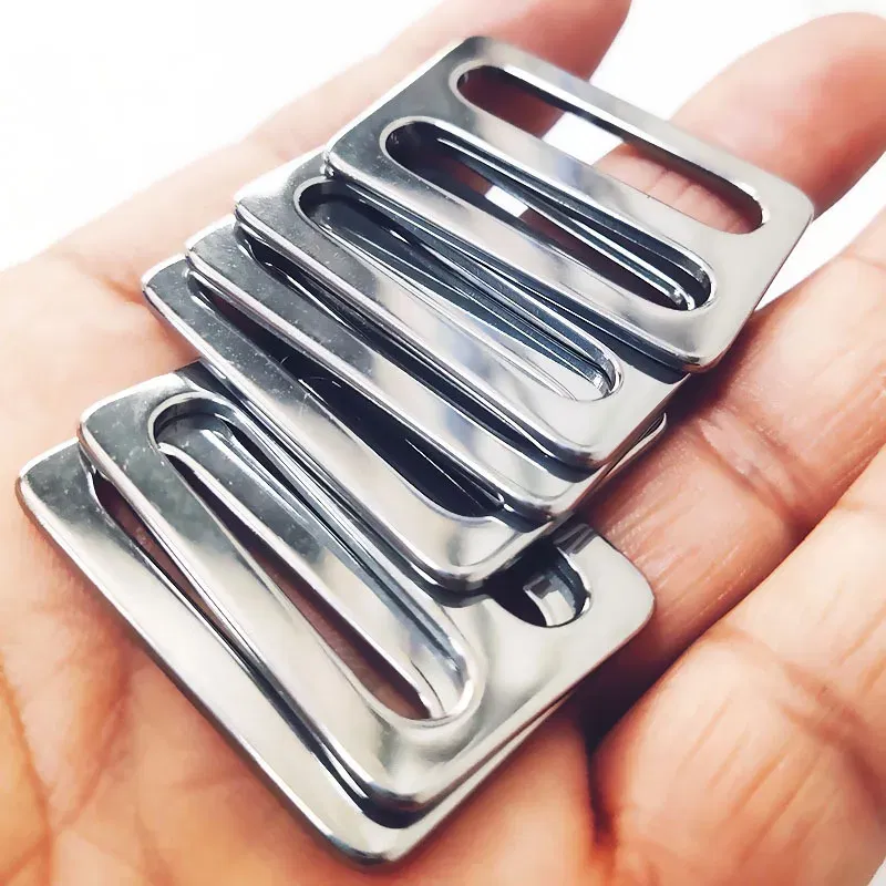 Size: 3# - Stainless Steel Tri-Glide Strap Adjuster Full Slider Square Buclke for Leather Craft Bag Shoulder Strap Belt Webbing