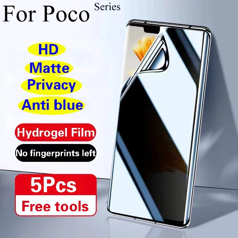 Bundle: 3 Pieces, Material: Anti Blue Light, Compatibility by Model: Poco F7 Pro - F7Ultra Privacy Screen Protector For POCO X7 F7Pro Matte Hydrogel Film POCO F6 Pro X6Pro HD Anti Peeping F6 Soft Full Coverage