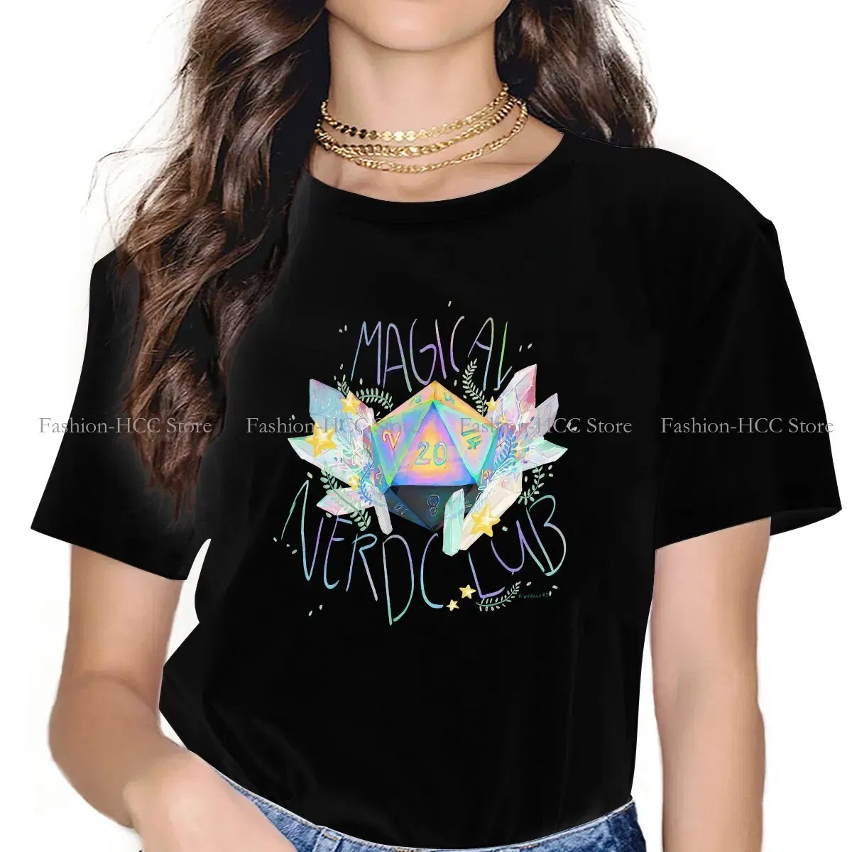 Color: WHITE, Size: M - Magical Nerd Club Style Polyester TShirt DND Game Comfortable Creative Gift Idea T Shirt Stuff