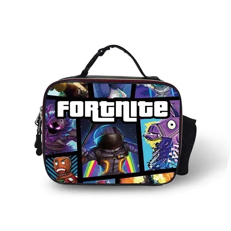 Color: WHITE - Fortnite Leather Thermal Insulated Lunch Bag Insulated Bento Bag Meal Container Insulated