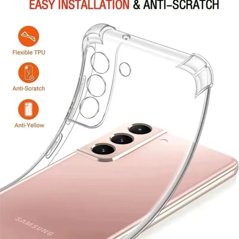 Color: Red - Clear Shockproof Case for Samsung Galaxy A16 A36 A25 A35 A55 A15 A54 A34 A14 A24 A05S A73 A53 A33 A23 A13 4G 5G Back Cover
