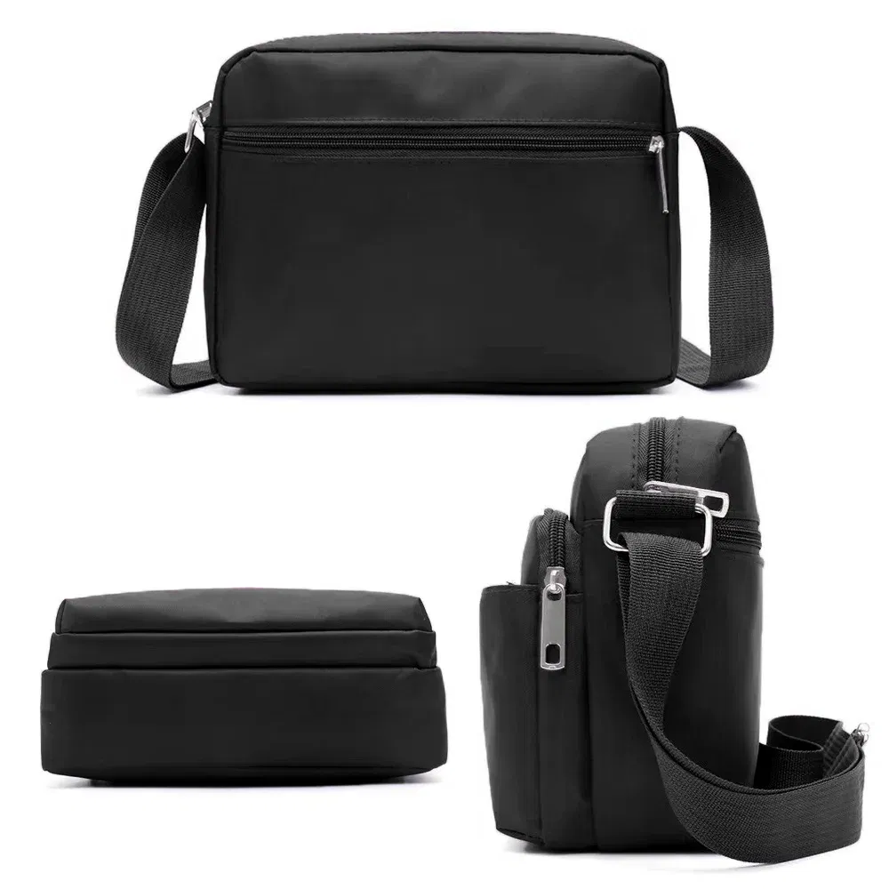 Color: SKY BLUE - New Fashion Multi-layer Travel Leisure Simple Storage Bag Black Gold Letter Series Printing Pattern One Shoulder Crossbody Bag