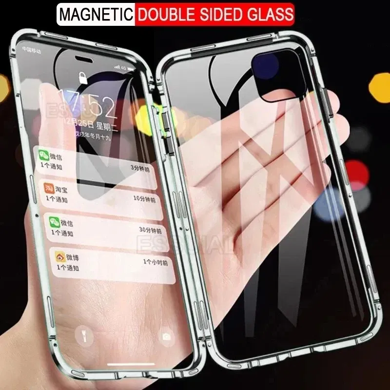 Color: PURPLE, Bundle: Case & Screen Protector, Material: Plastic - 360 Full Protection Metal Magnetic Case For Honor X9b X6 X8A 5G X9 4G X9A 5G Double-Sided Glass Transparent Cover Cases