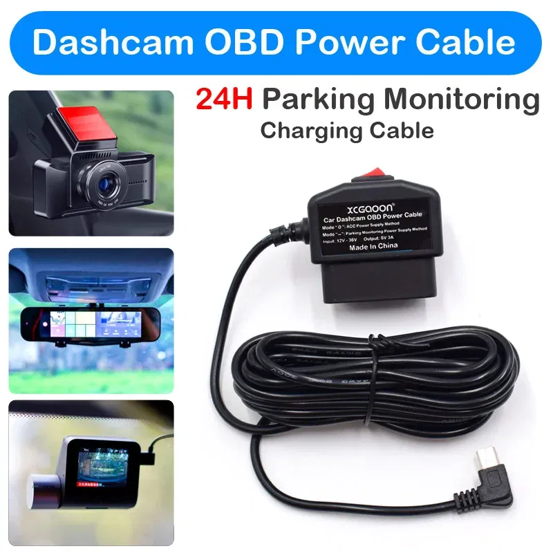 Color Name: GRAY - XCGaoon 24Hours Car OBD Hardwire Kit With Mini Mico USB Port 5V 3A Charging Cable For XiaoMi 70Mai YI 360 Dash Cam DVR