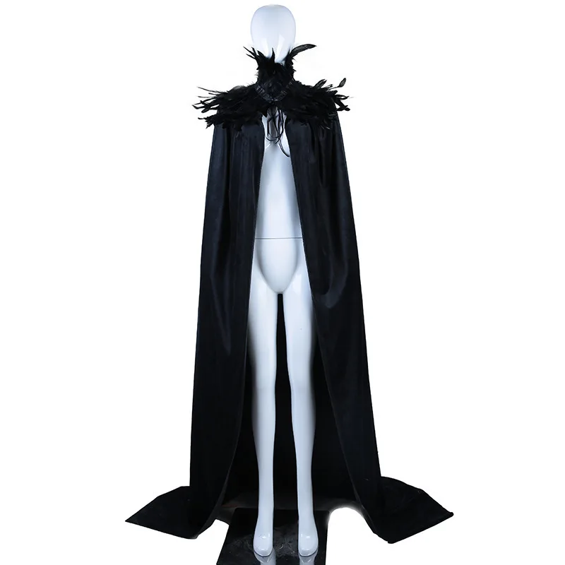 Color: Silver - Feather Shawl With Elegant Gothic Style Cloak With Soft Feathers Perfect For Halloween Or Cosplay