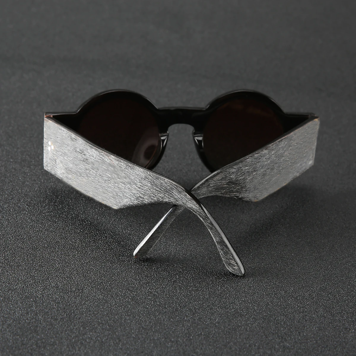 Frame Color: Orange, Ships From: CHINA - Punk style retro personality round frame rough matte wide temple sunglasses frame buffalo horn material handmade custom