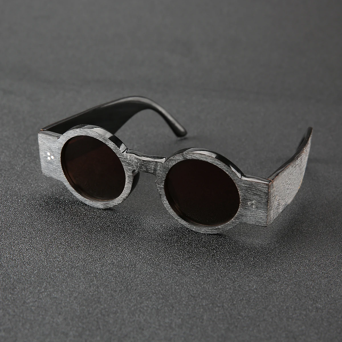 Frame Color: Orange, Ships From: CHINA - Punk style retro personality round frame rough matte wide temple sunglasses frame buffalo horn material handmade custom