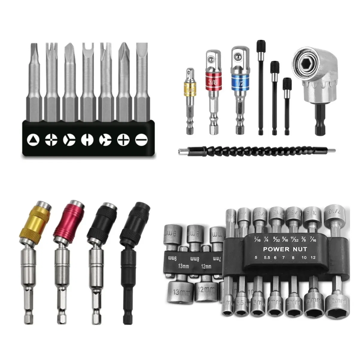 Color: Black - Flexible Drill Extension Hex Shank Drill Nut Driver Bit Set Bendable Drill Bit Extension+ScrewdriverBit+Universal Socket Adapter