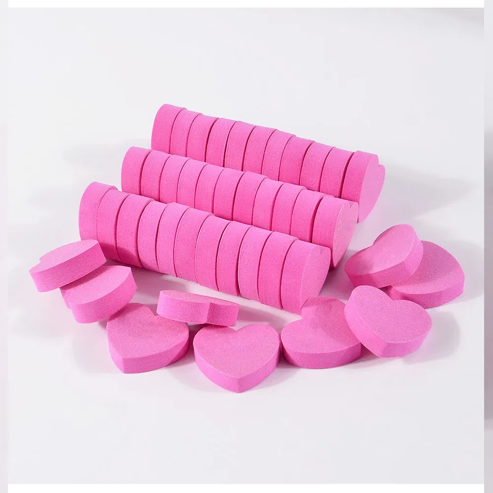 Color: Gold - 1pc/5pcs/10pcs Heart Sponge Nail Files Blocks 180/240 Double-sided Polishing Sanding Buffer Washable Sandpaper Manicure Tools