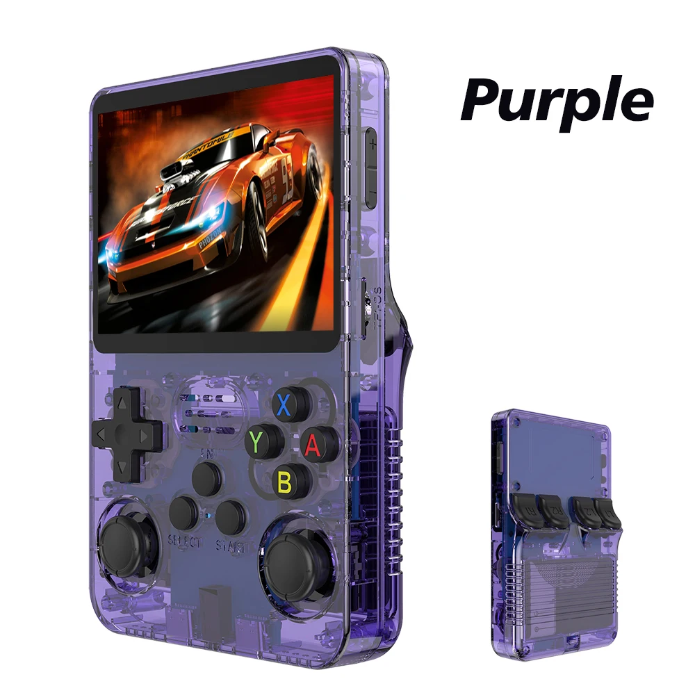 Color: Light Purple - R36S Retro Handheld Video Game Console Linux System 3.5 Inch IPS Screen R35s Pro Portable Pocket Video Player 64GB Games