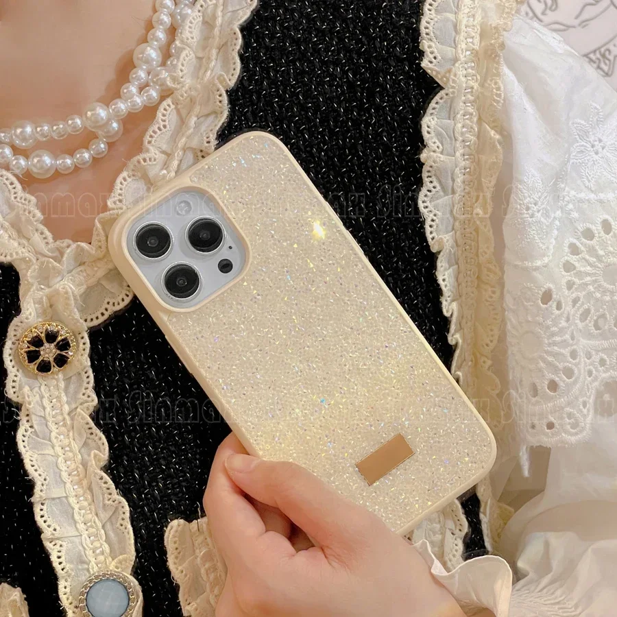 Color: green, Material: CANVAS - Bling Glitter Phone Case For iPhone 16 15 14 13 12 Pro Max 11 Vogue Protective Soft Diamond Cover Coque Funda