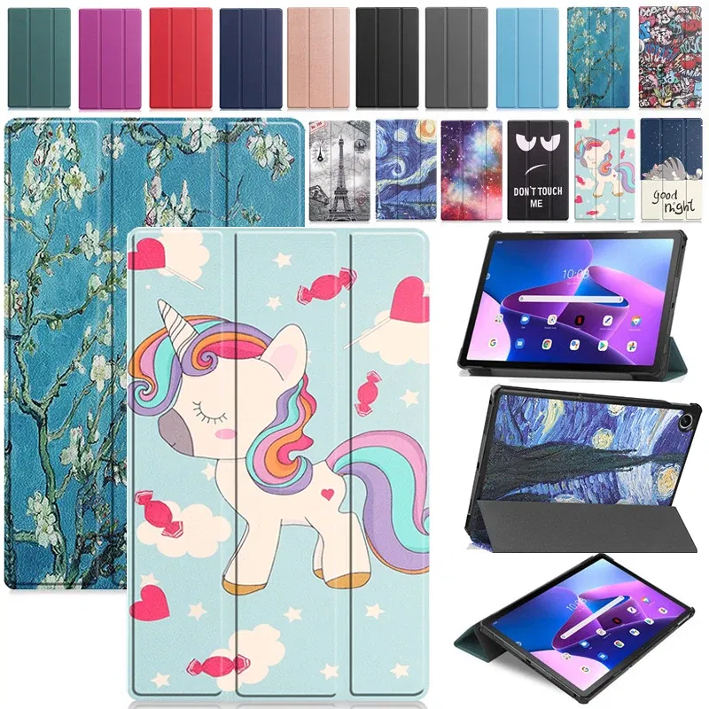 Color: WHITE, Size: Thirteen, Ships From: CHINA - For Lenovo Tab M10 HD 2nd Gen Case TB-X306F X306X Tri-Fold Stand Wake/Sleep Magnetic Protective Shell PU Leather Tablet Cover