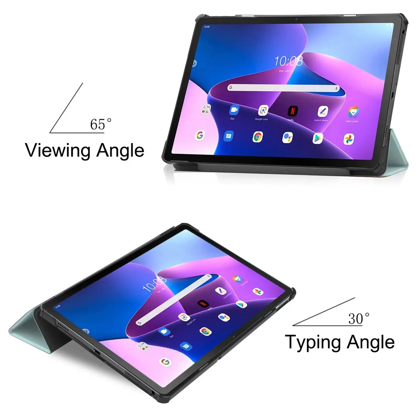 Color: WHITE, Size: Thirteen, Ships From: CHINA - For Lenovo Tab M10 HD 2nd Gen Case TB-X306F X306X Tri-Fold Stand Wake/Sleep Magnetic Protective Shell PU Leather Tablet Cover