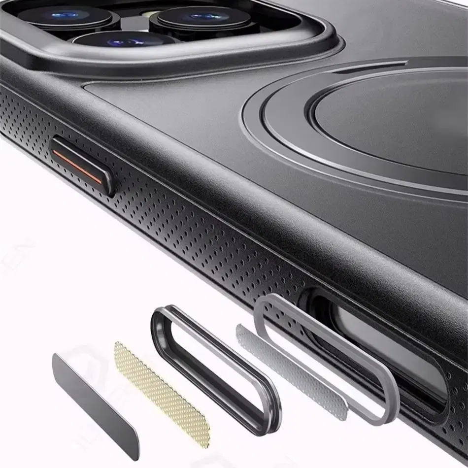 Color: Beige, Material: PP - 360?° Rotation Ring Stand Magnetic Case For iPhone 13 14 15 16 17 Pro Max 16E Matte Military Shockproof Armor Cover For Magsafe