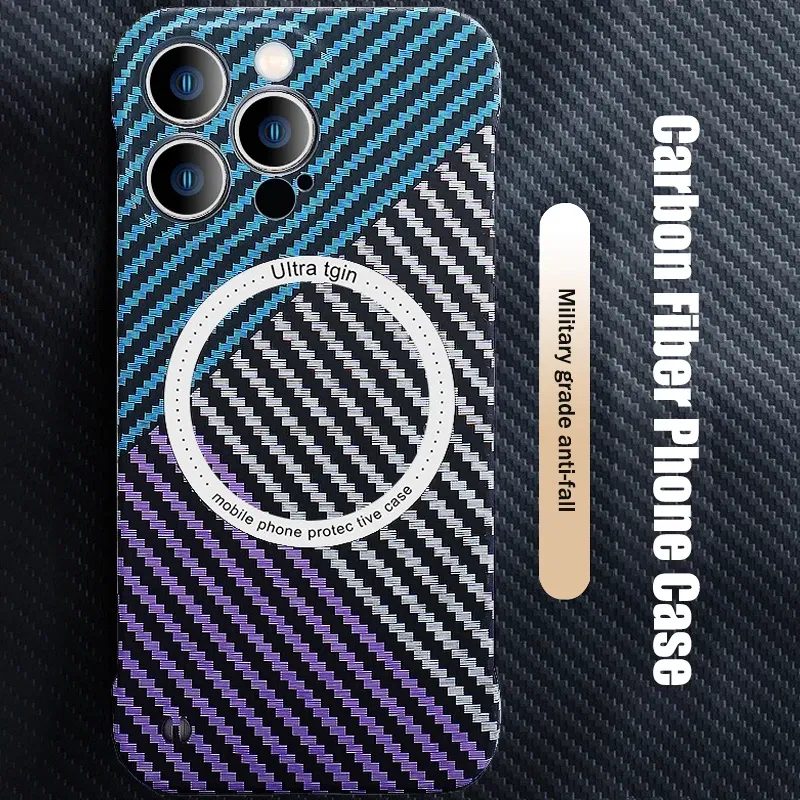 Color: Malachite Blue, Material: CANVAS - Luxury Carbon Fiber for iPhone 11 14 Plus 12 13 Pro Max Magsafe Case Magnetic Wireless Hard Thin Slim Cover for iPhone 13 14 Max