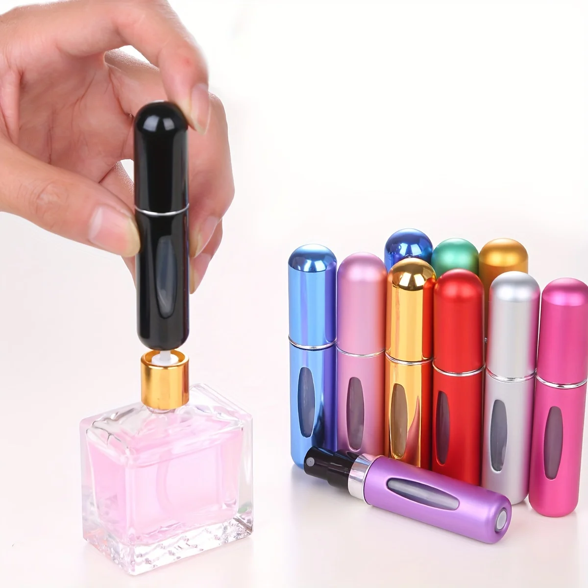 Color: Ivory - 5ml Perfume Refill Bottle Portable Mini Refillable Spray Jar Scent Pump Empty Cosmetic Containers Atomizer for Travel Tool Hot