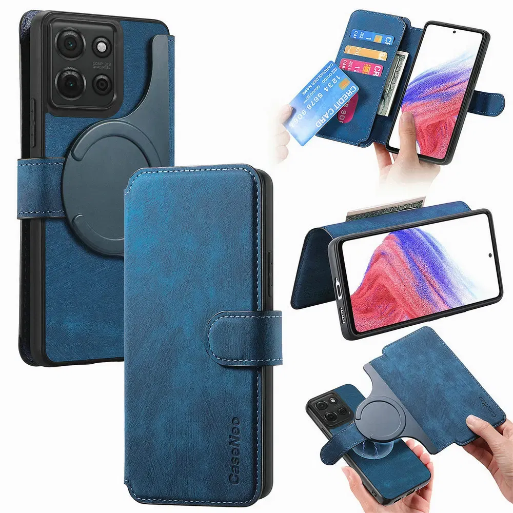 Color: black, Material: POLYESTER - For Motorola Edge 50 Neo 60 Fusion 5G Luxury Case Leather Wallet Card Capa Moto Edge 60 Pro Case Edge50 S50 60s Pro Magnet Cover