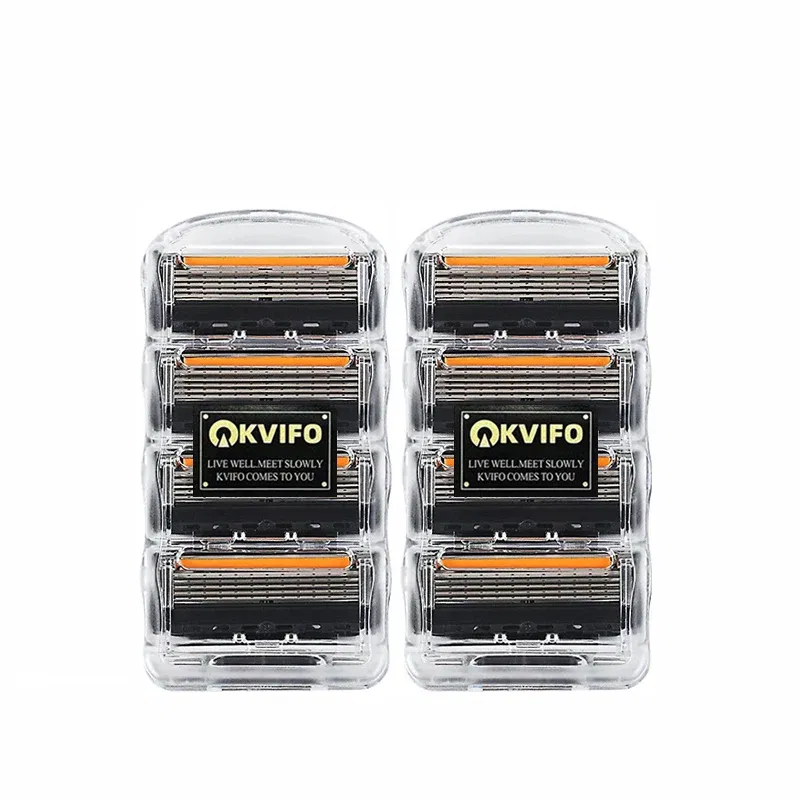 Color: Gold - KVIFO High Quality 5-ply Razor Manual Shaving Blades Men Face Shaving Razor Replacement Cutter Heads & Razor Holders Sets