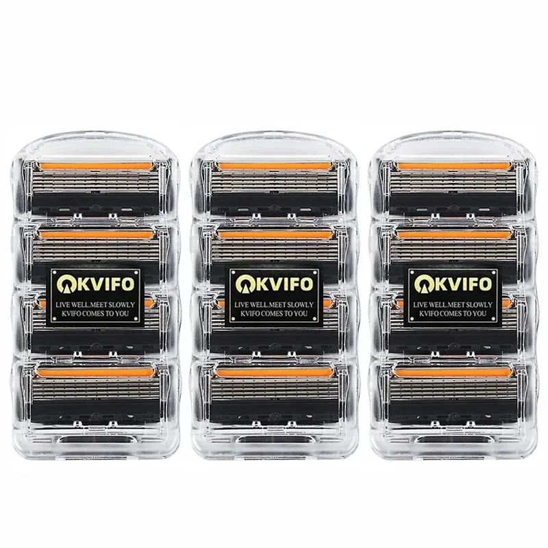 Color: Gold - KVIFO High Quality 5-ply Razor Manual Shaving Blades Men Face Shaving Razor Replacement Cutter Heads & Razor Holders Sets