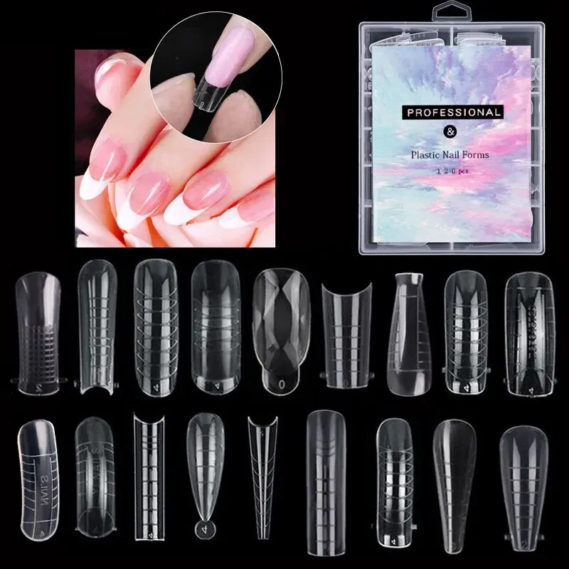 Color: MULTI - 120pcs Nail Forms Full Cover False Nails Quick Building Mold Fake Nail Shaping Extend Top Molds For Gel Salon Manicure Art