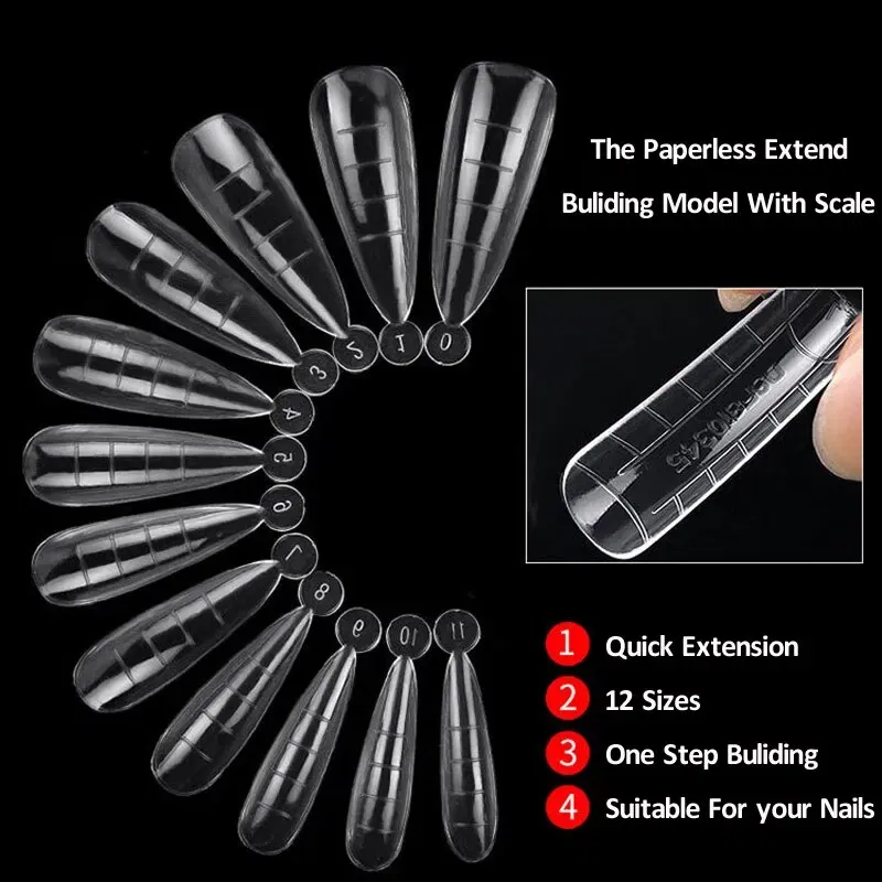 Color: MULTI - 120pcs Nail Forms Full Cover False Nails Quick Building Mold Fake Nail Shaping Extend Top Molds For Gel Salon Manicure Art