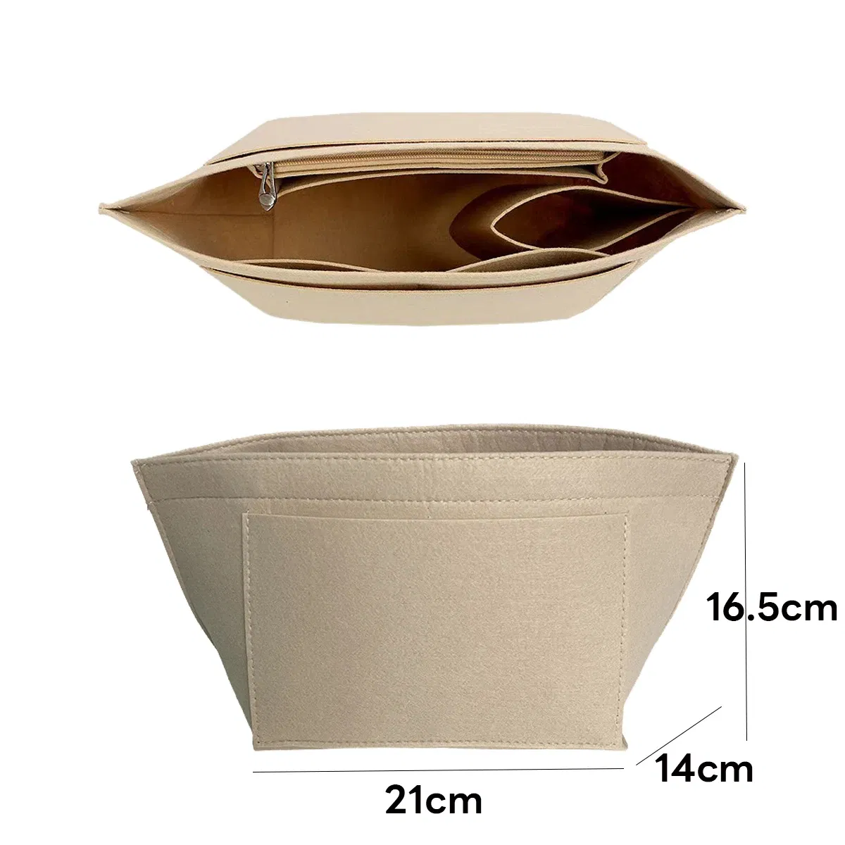 Color: Chocolate - Felt Purse Organizer Insert for Longchamp Le Pliage S/ML Handbag Insert