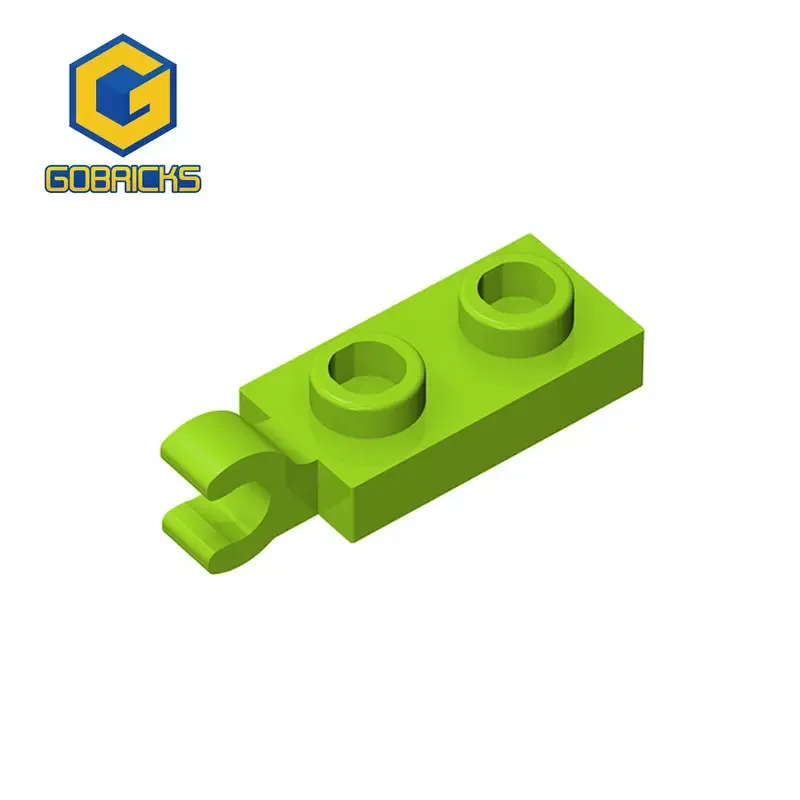 Color: Light Grey - Gobricks 10PCS Bricks PLATE 2X1 W/HOLDER VERTICAL Compatible with 63868 children's toys Assembles Building Blocks Technical 2022